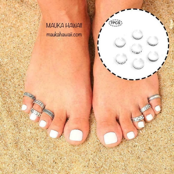 7 Pcs Toe Ring Set Adjustable Toe Rings Mid Rings New & Sealed! - Picture 4 of 12